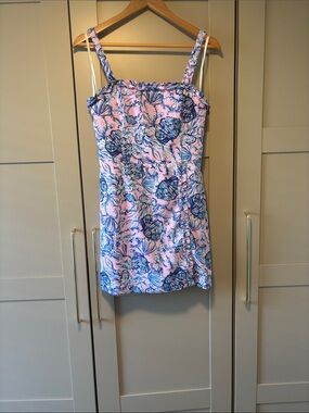 Lilly Pulitzer Pink Dress with Blue Seashell Print
